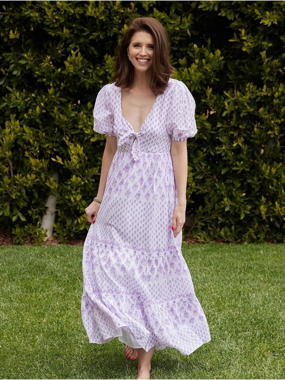 Cleobella Lilac Tie-Front Floral Maxi Dress